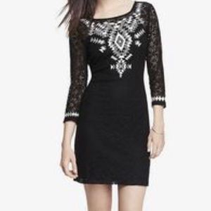 Express Black/White Lace Crochet Tribal Dress